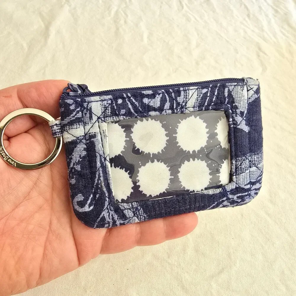 Vera Bradley Zip ID Case Navy Blue Paisley White - Picture 3 of 5